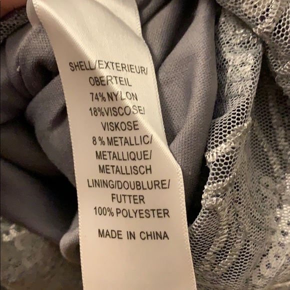 Aidan Mattox Silver Long Sleeve Cocktail Dress - Picture 6 of 8